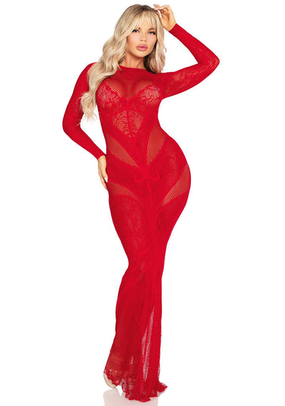 Платье Leg Avenue Lace and Net Bodycon Gown  - фото 2