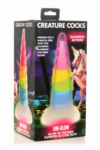 Фэнтезийный фаллоимитатор Creature Cocks Luminescent Rainbow Silicone Dildo - фото 4