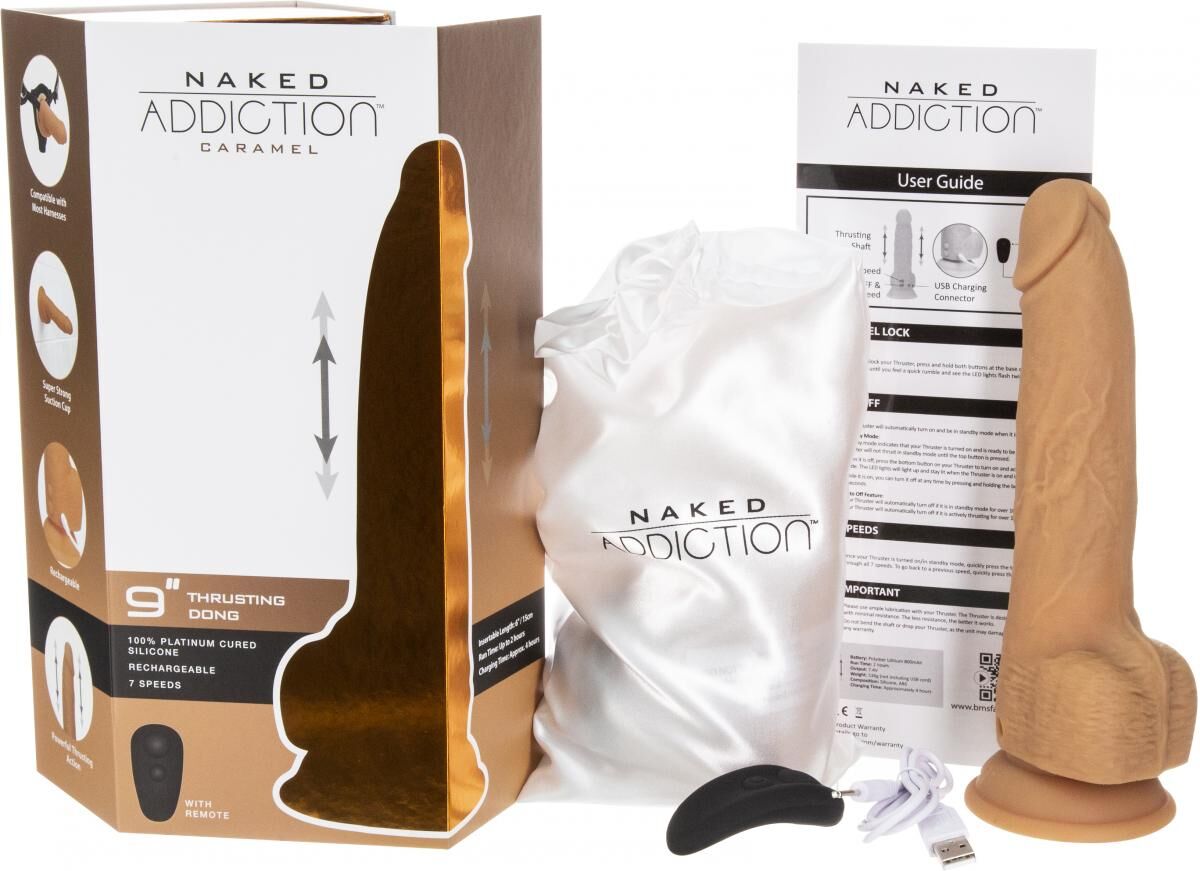 Фалоімітатор з пульсацією Naked ADDICTION Dominic Caramel - превʼю 6