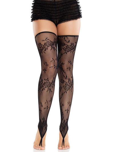 Main image for product index 4: Панчохи Leg Avenue Floral Net Toe Loop Footless Thigh Highs