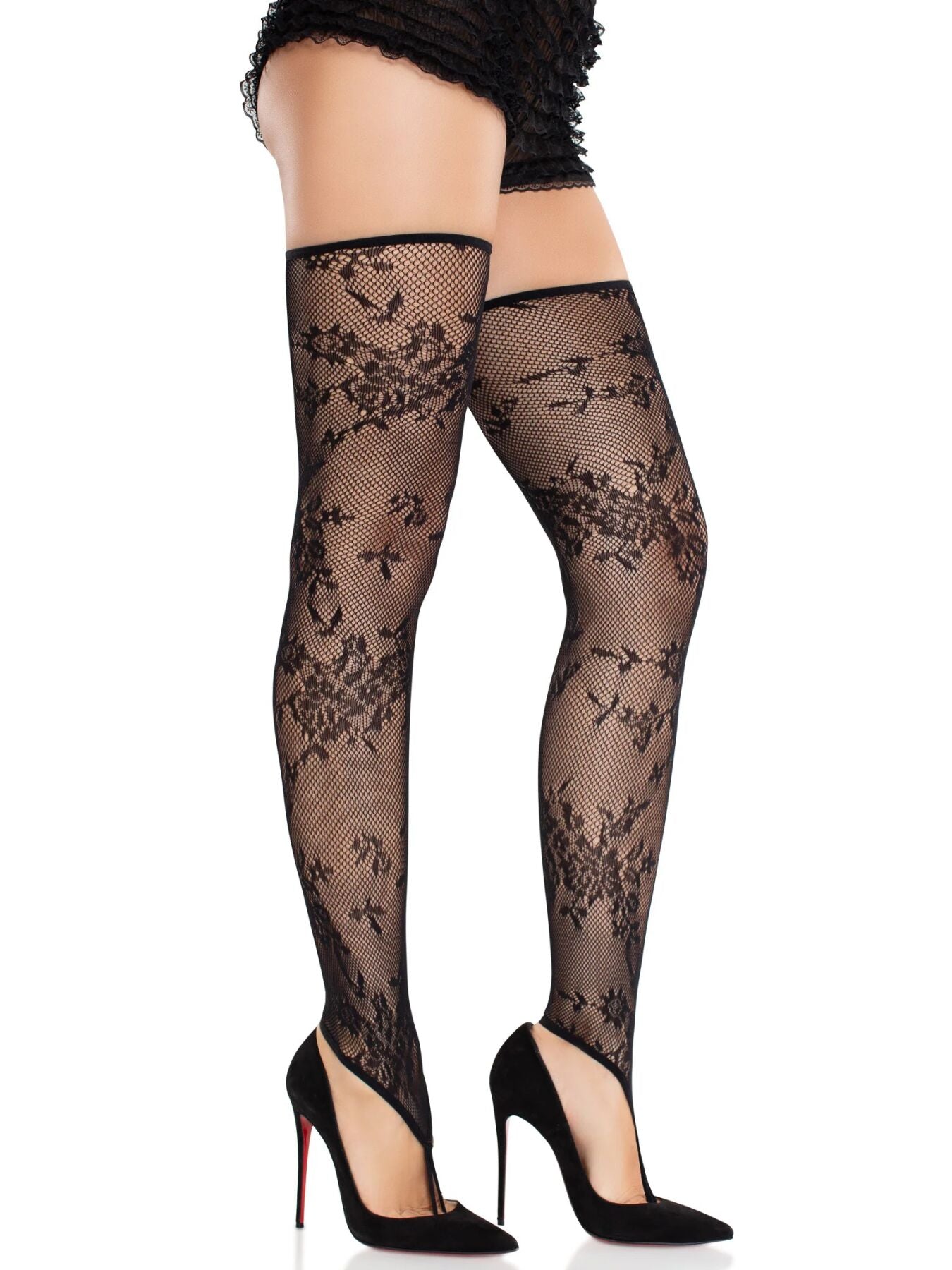 Thumb image for product index 3: Панчохи Leg Avenue Floral Net Toe Loop Footless Thigh Highs