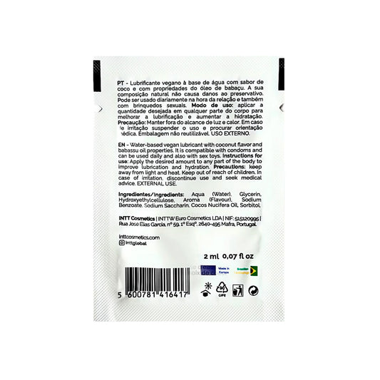 Пробник ухаживающего лубриканта Intt Coconut с кокосовым маслом на водной основе_