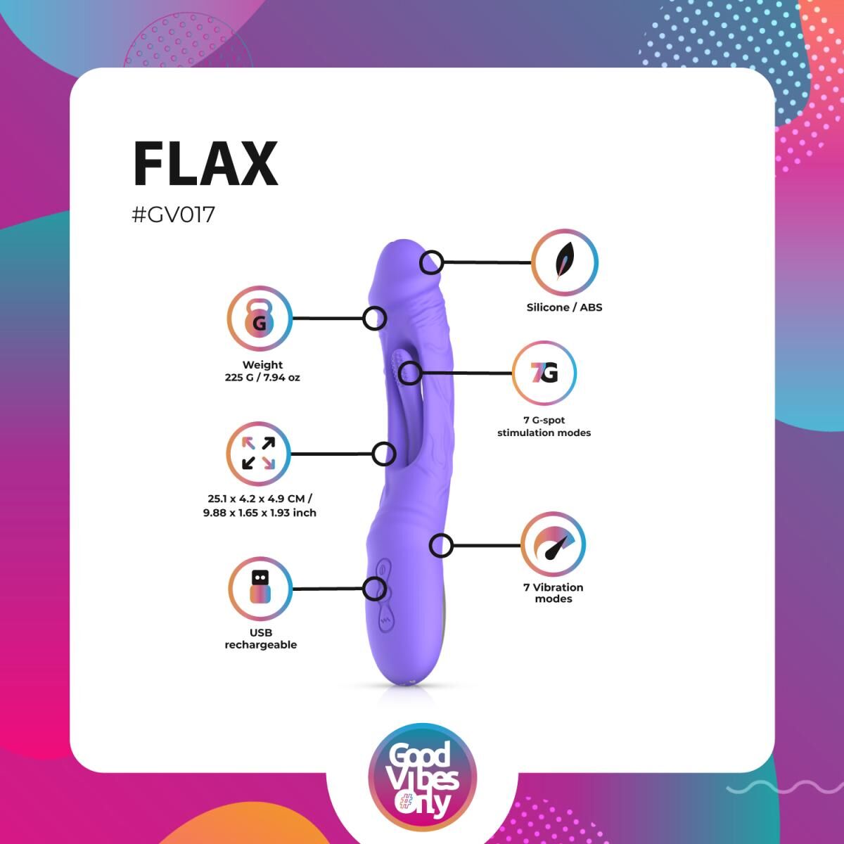 Вибратор Good Vibes Only - Flax Vibrating Dildo with G-Spot Stimulator - превью 11