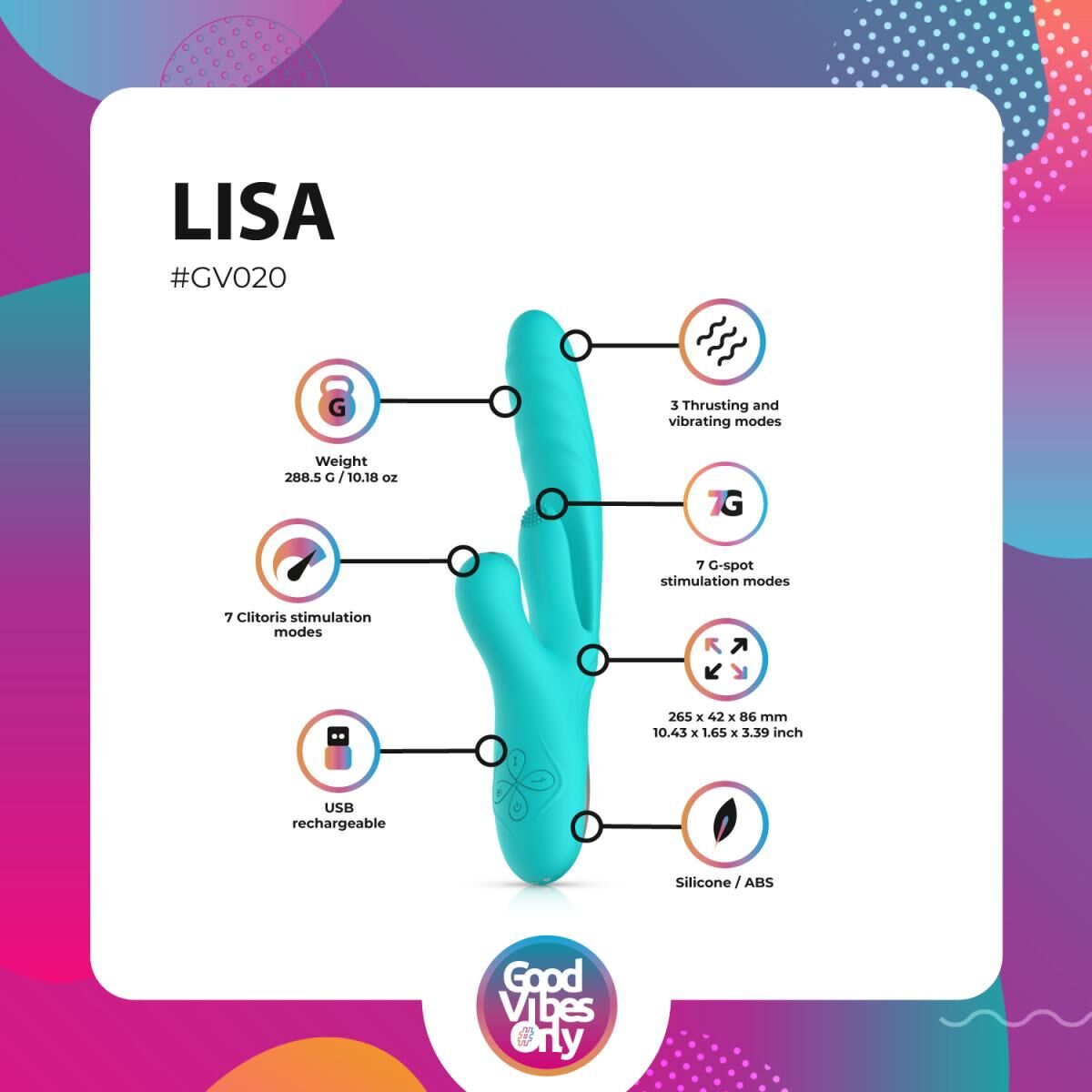 Вибратор-кролик Good Vibes Only - Lisa Thrusting Rabbit Vibrator with G-Spot Stimulator - превью 12