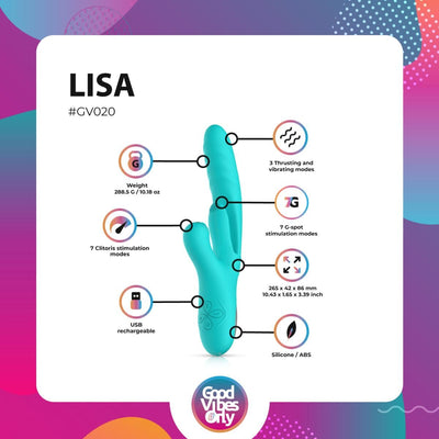 Вибратор-кролик Good Vibes Only - Lisa Thrusting Rabbit Vibrator with G-Spot Stimulator - фото 12