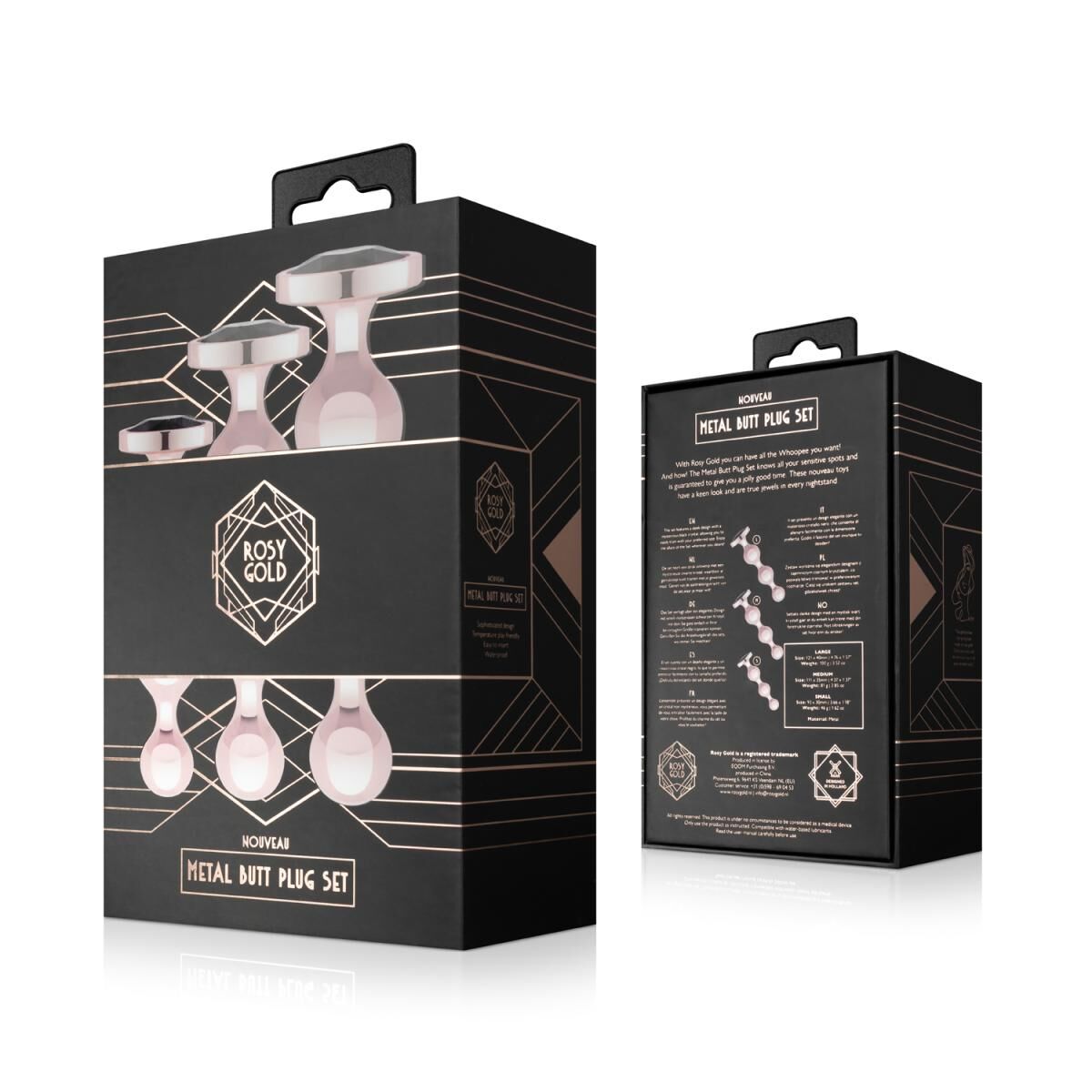 Набор анальных игрушек Rosy Gold - Metal Butt Plug Set  - превью 8
