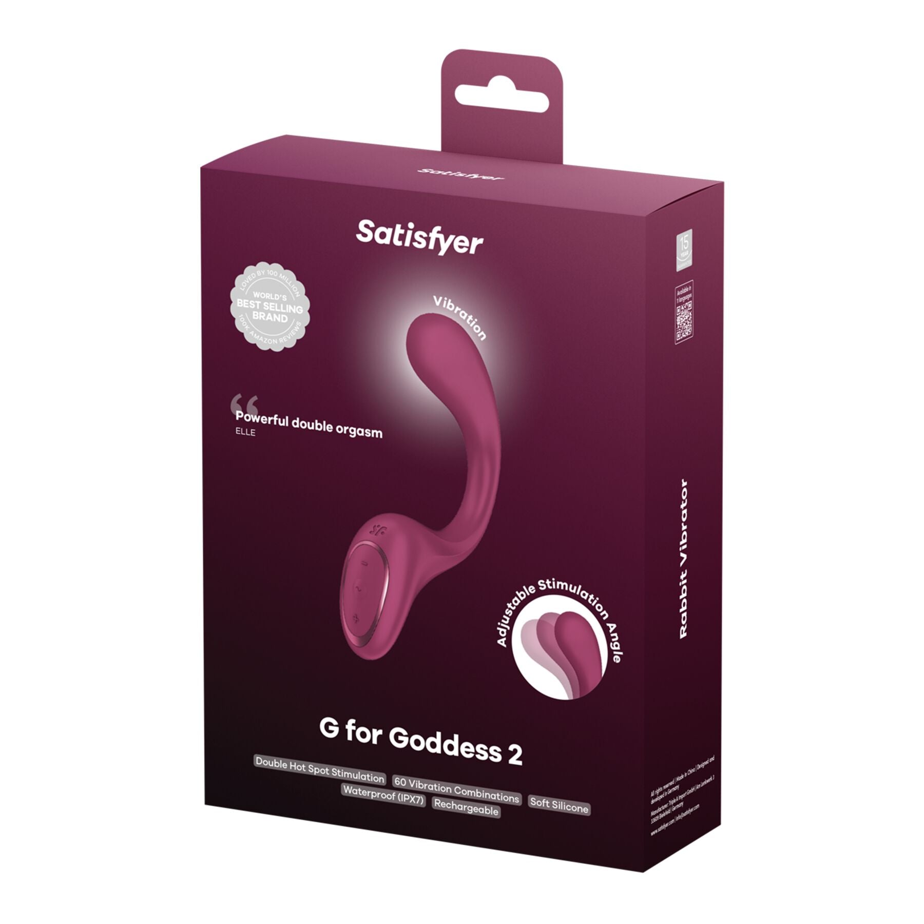 Вагинально-клиторальный вибратор Satisfyer G for Goddess 2 Wine Red, 2 мотора - превью 11
