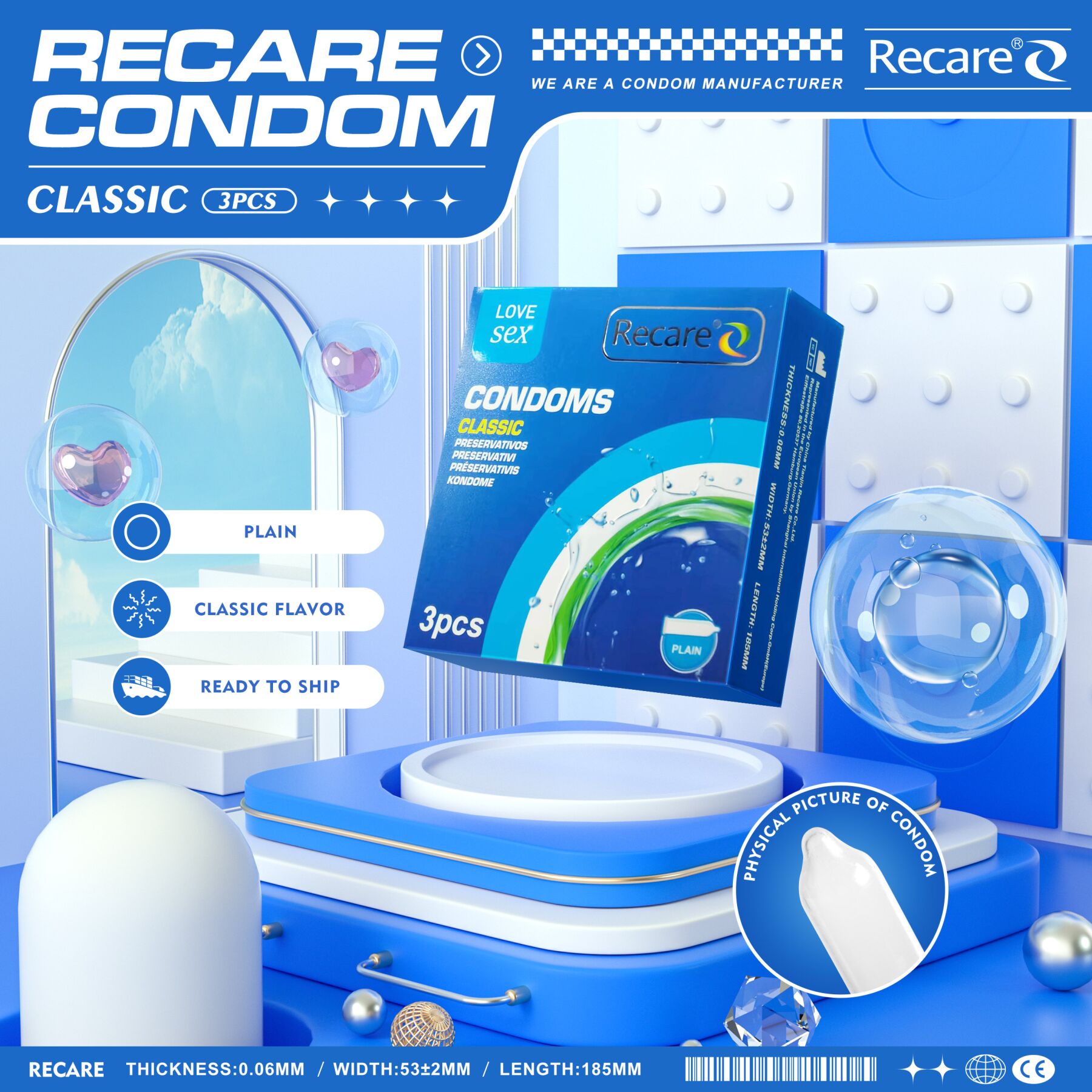 Презервативы Recare Classic Condoms - превью 5