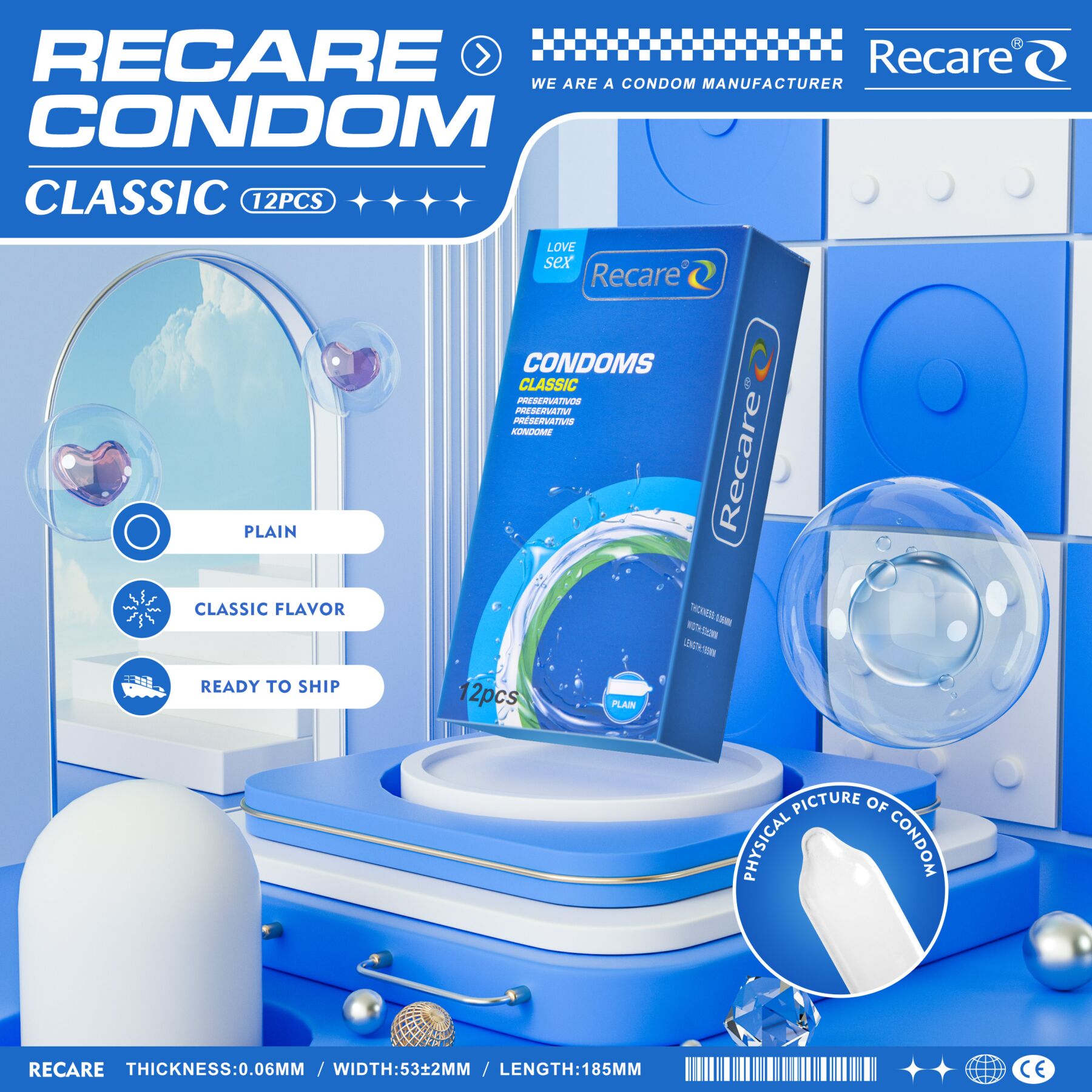 Презервативы Recare Classic Condoms - превью 10