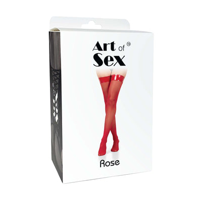 Чулки в мелкую сетку с лакированной коронкой Art of Sex - Rose - фото 7