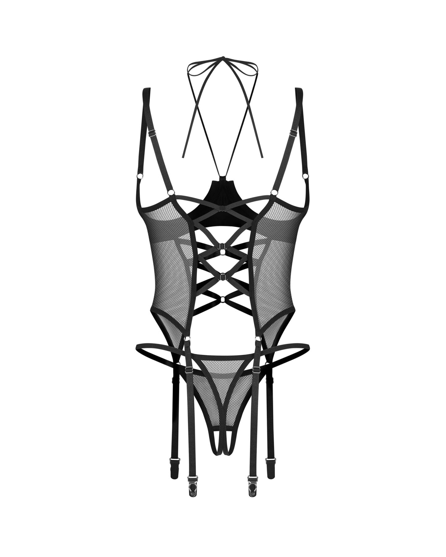Корсет Obsessive Dominna cupless corset & crotchless thong  - превью 5