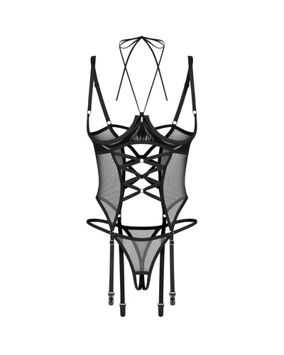 Корсет Obsessive Dominna cupless corset & crotchless thong  - фото 12