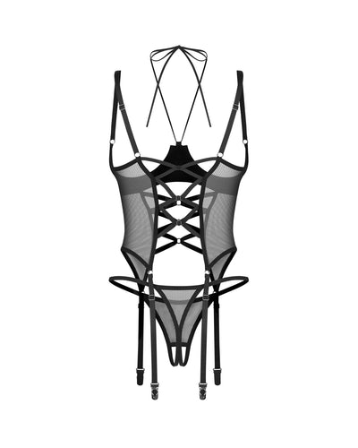 Корсет Obsessive Dominna cupless corset & crotchless thong  - фото 13