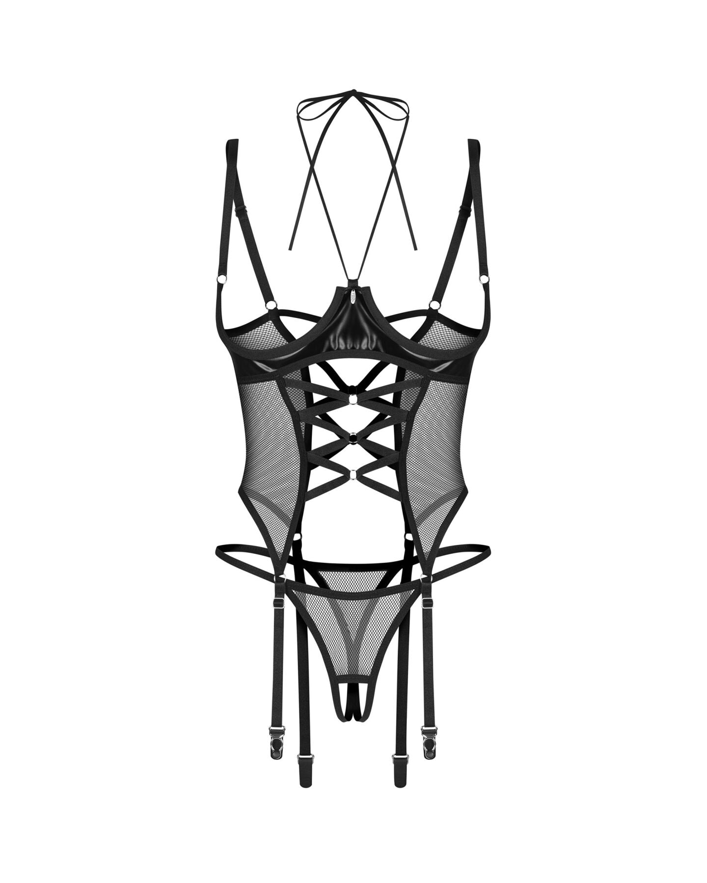 Корсет Obsessive Dominna cupless corset & crotchless thong  - превью 20
