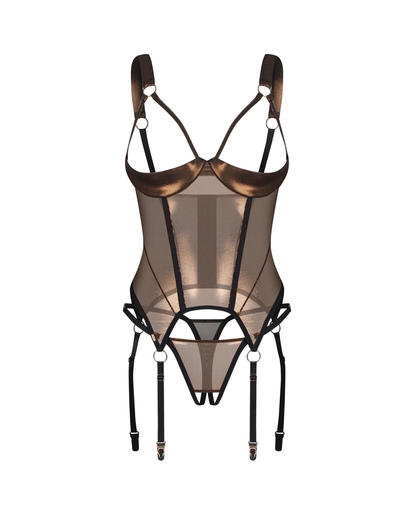 Корсет Obsessive Soranna cupless corset & crotchless thong  - превью 4
