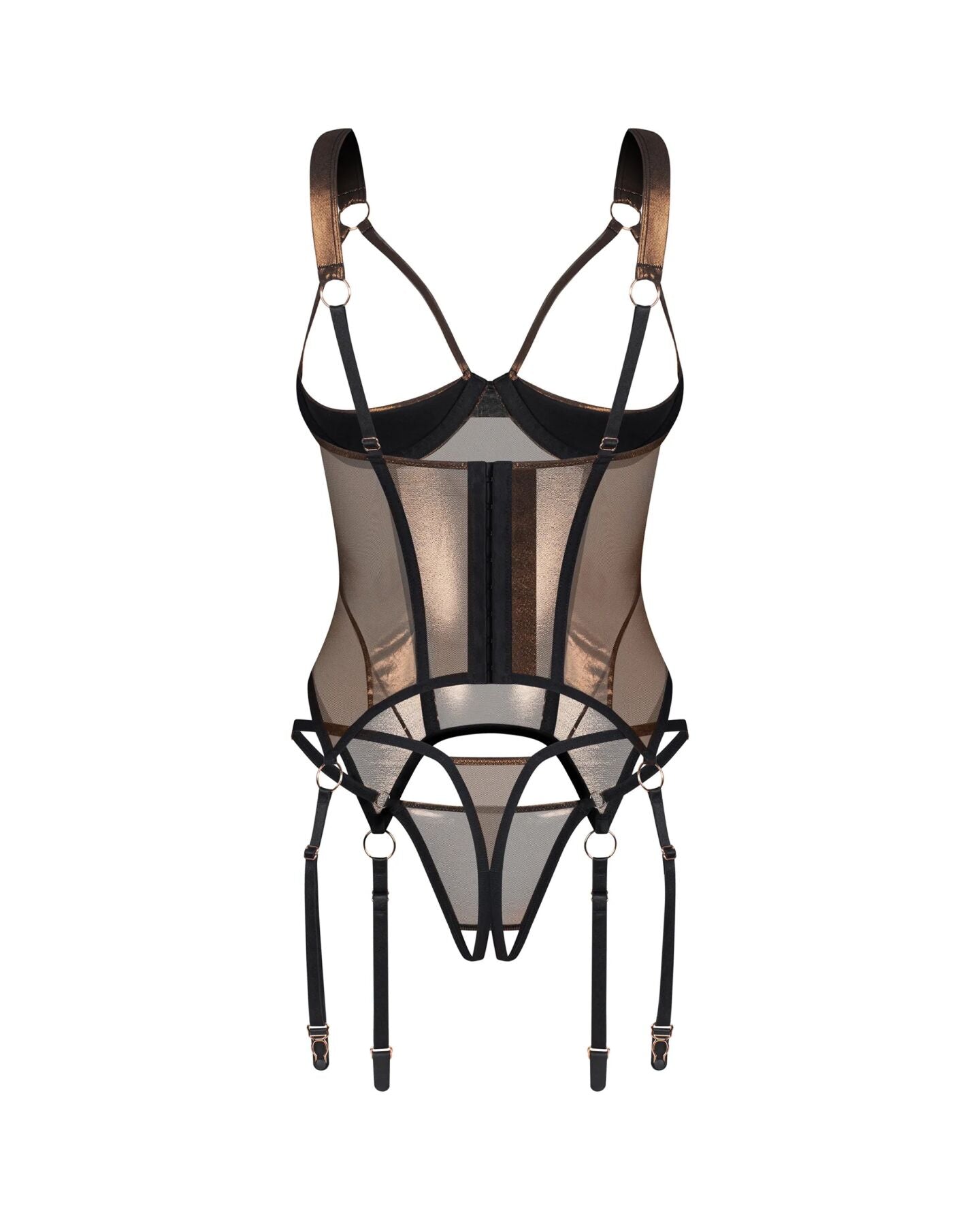 Корсет Obsessive Soranna cupless corset & crotchless thong  - превью 5