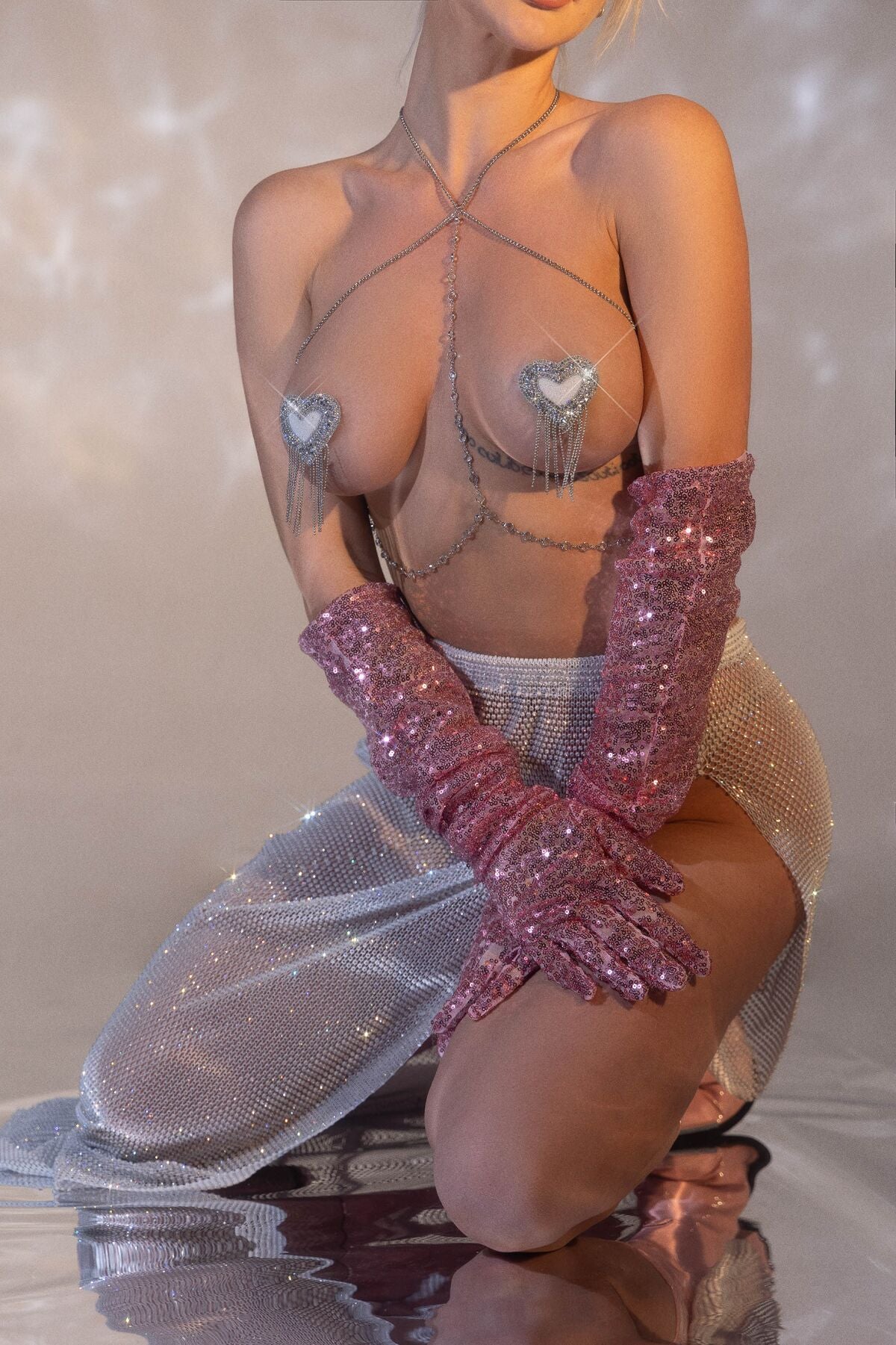 Пестис-сердечки с кисточками и чокером JSY Nipple Sticker AC8021 - превью 3