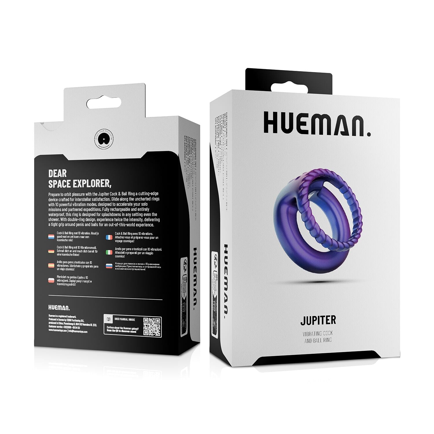 Эрекционное виброкольцо Hueman - Jupiter Vibrating Cock and Ball Ring - превью 8