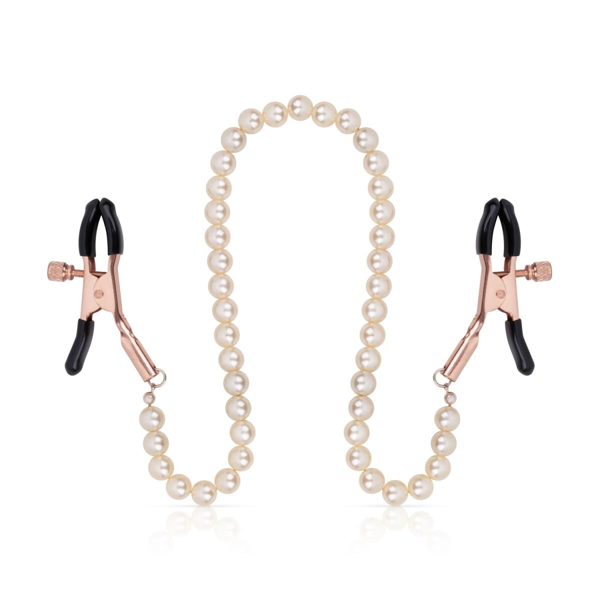 Зажимы для сосков с жемчужной цепочкой Rosy Gold - Nipple Clamps Pearls - превью 2