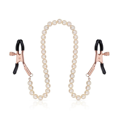 Зажимы для сосков с жемчужной цепочкой Rosy Gold - Nipple Clamps Pearls - фото 2
