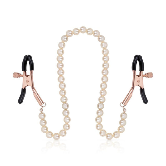 Зажимы для сосков с жемчужной цепочкой Rosy Gold - Nipple Clamps Pearls_