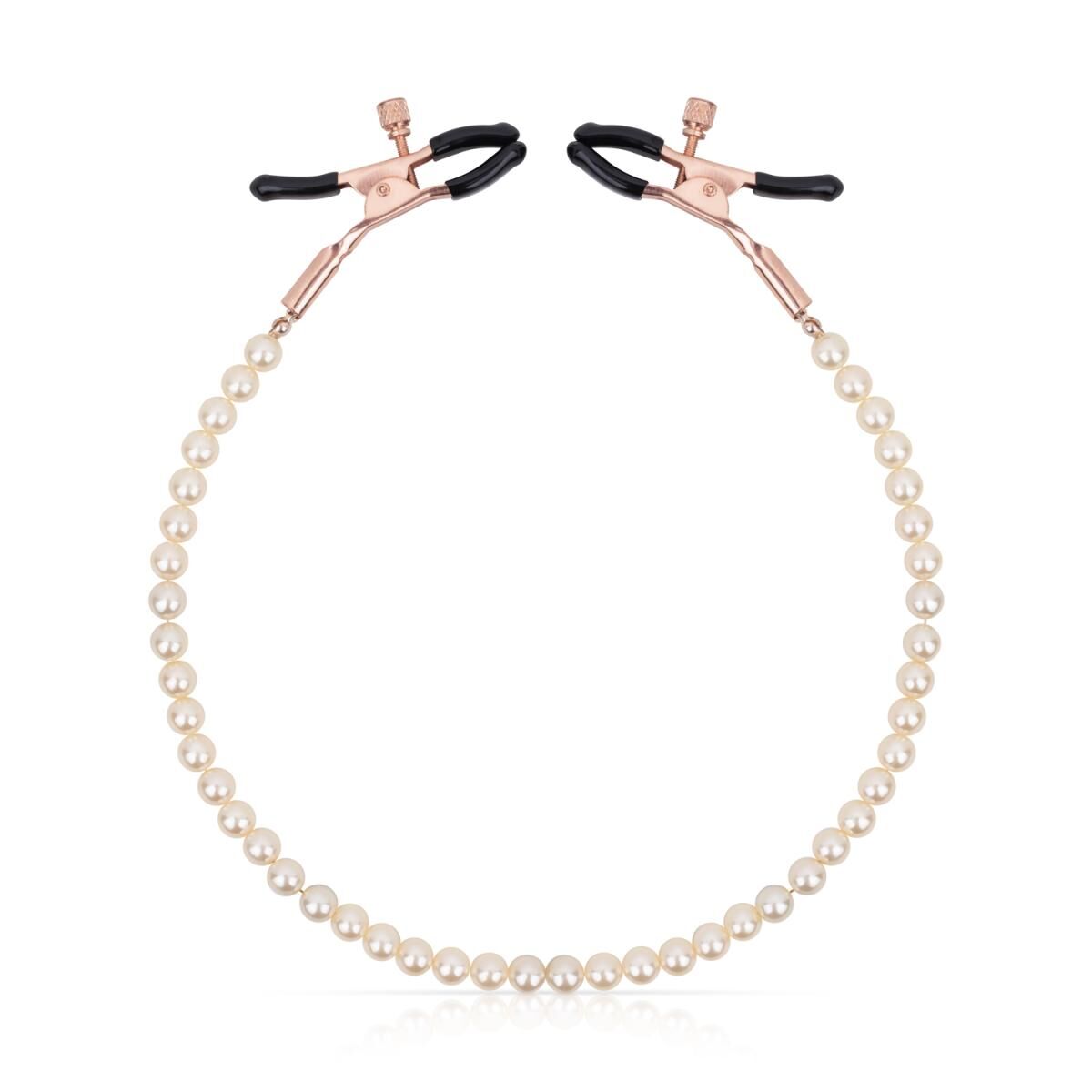 Зажимы для сосков с жемчужной цепочкой Rosy Gold - Nipple Clamps Pearls - превью 5