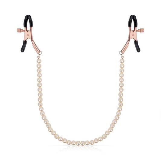 Зажимы для сосков с жемчужной цепочкой Rosy Gold - Nipple Clamps Pearls