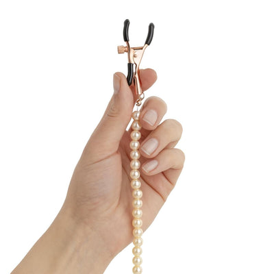 Зажимы для сосков с жемчужной цепочкой Rosy Gold - Nipple Clamps Pearls - фото 6