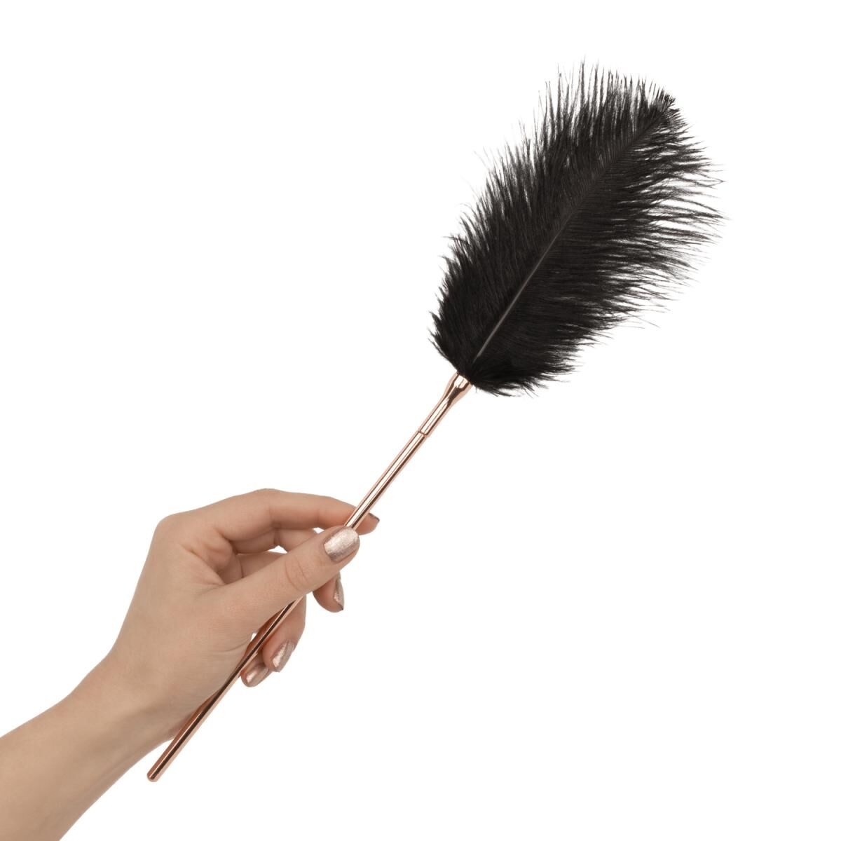 Щекоталка с металлическим флоггером Rosy Gold - Feather Tickler & Whip - превью 8