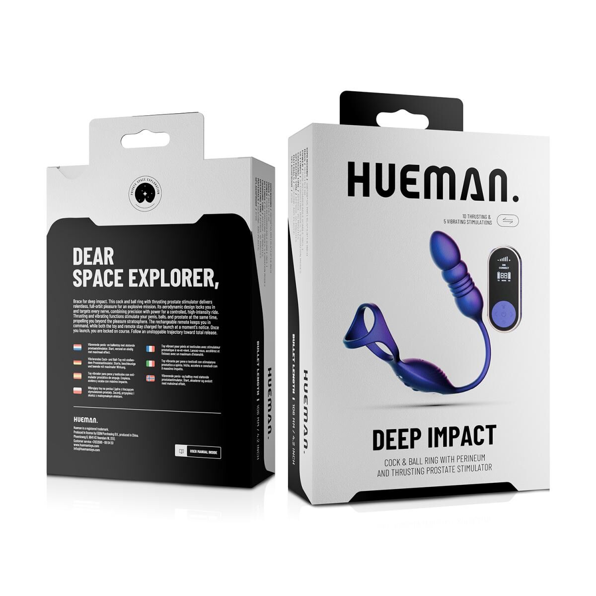 Анальный стимулятор с эрекционным кольцом Hueman Deep Impact - превью 5