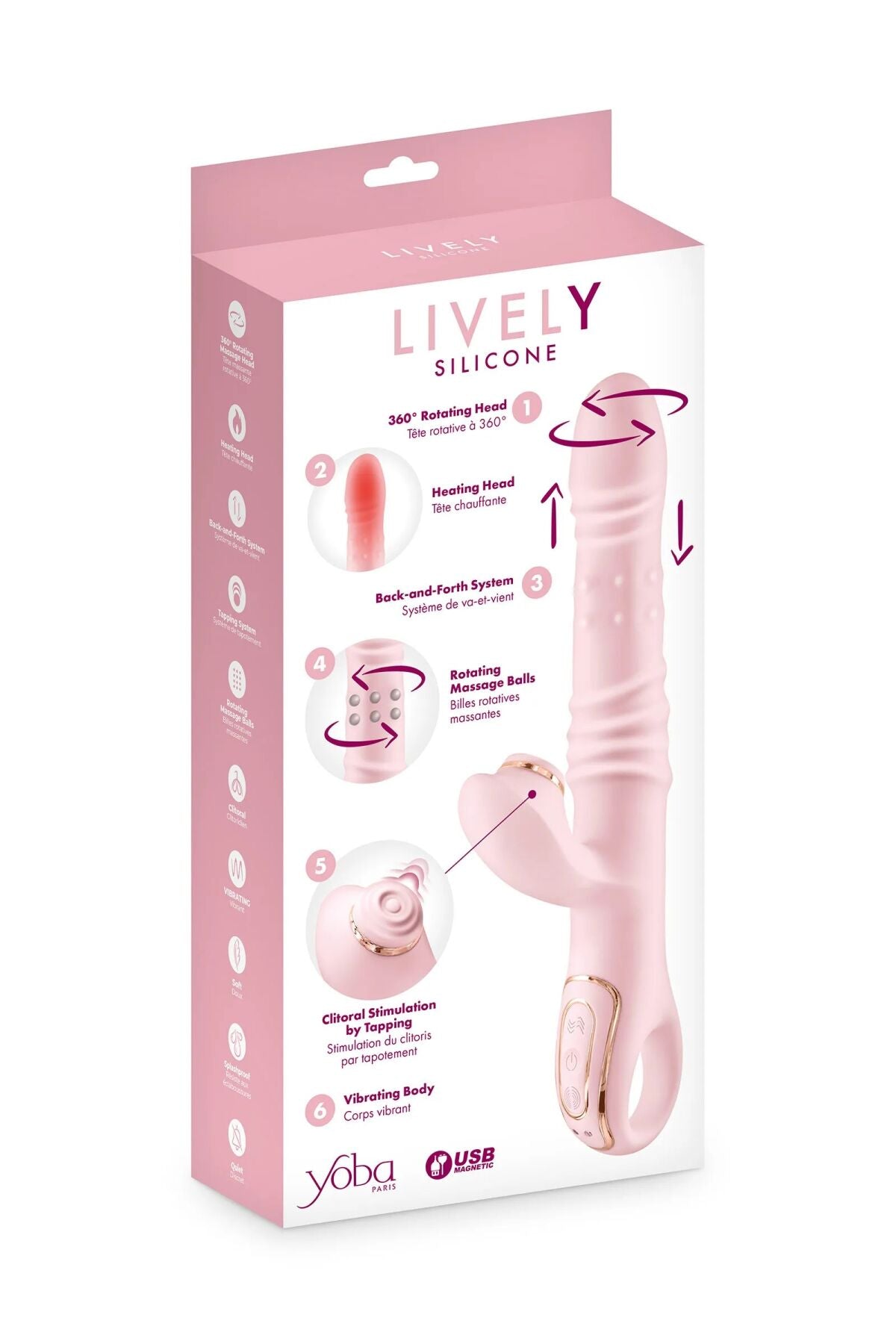 Вибратор-кролик 6в1 Yoba Lively - превью 5