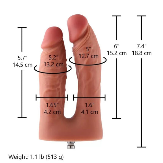 Двойной фаллоимитатор для секс-машин Hismith Silicone Double Penetrator Dildo, система KlicLok_