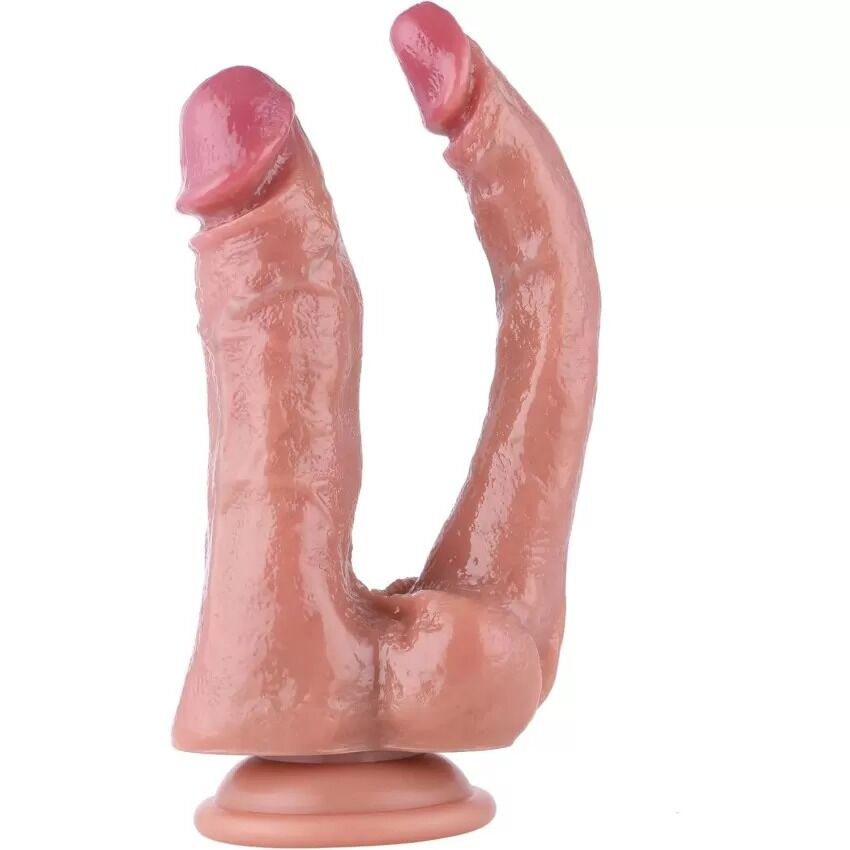 Двойной фаллоимитатор для секс-машин Hismith Double Penetrator, KlicLok и присоска - превью 4
