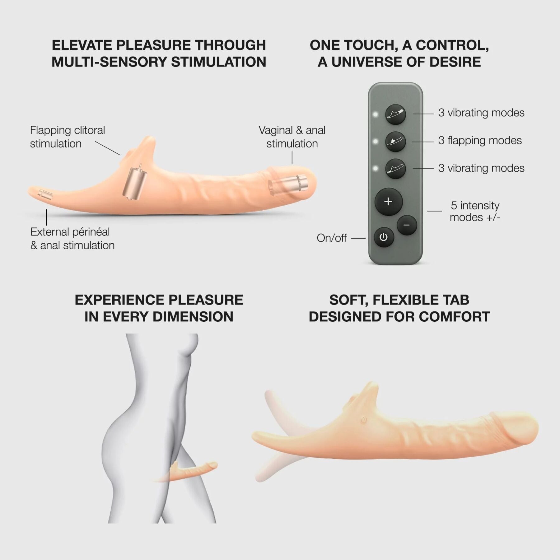 Вибронасадка для страпона с вакуумной стимуляцией Strap-On-Me Multi Orgasm Realistic Dildo - превью 3