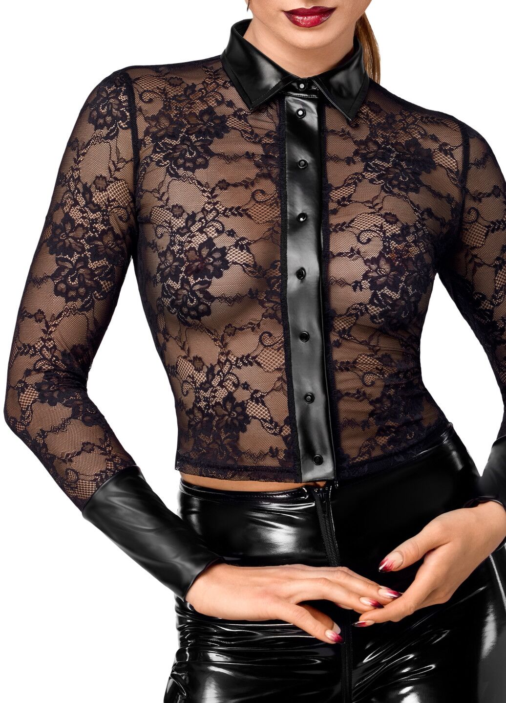 Блуза Noir Handmade F377 Noirelle Lace Button-up Shirt - превʼю 12