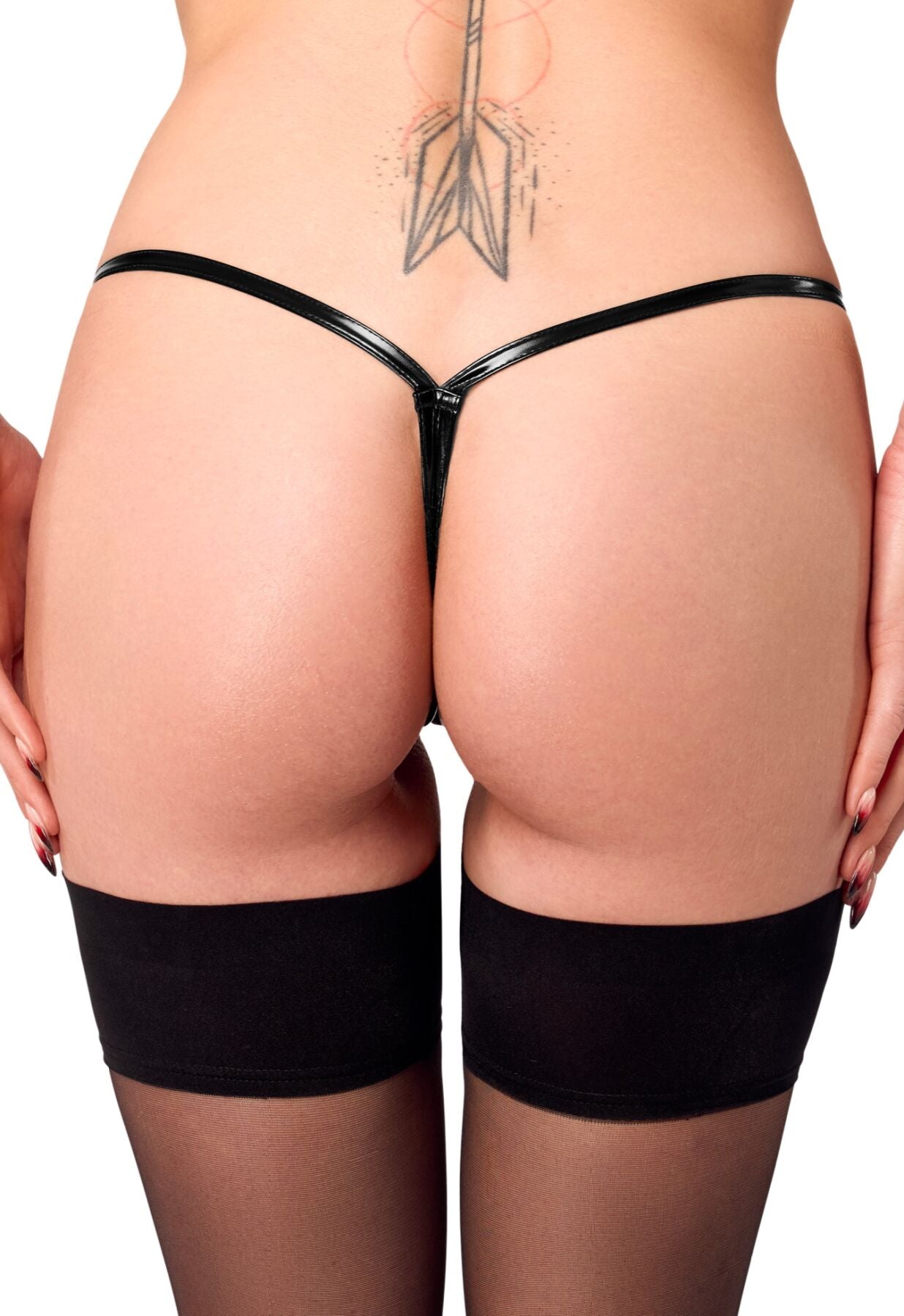 Трусики Noir Handmade P014 Dominae PVC panty with silver clasp - фото 23