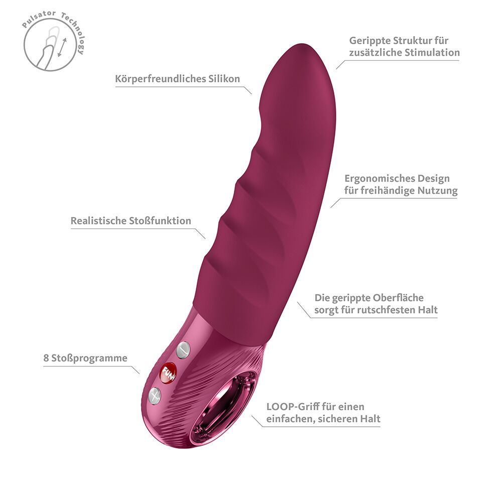 Пульсатор Fun Factory Stronic Deep, Wine Red, 8 режимов работы, перезаряжаемый - превью 9