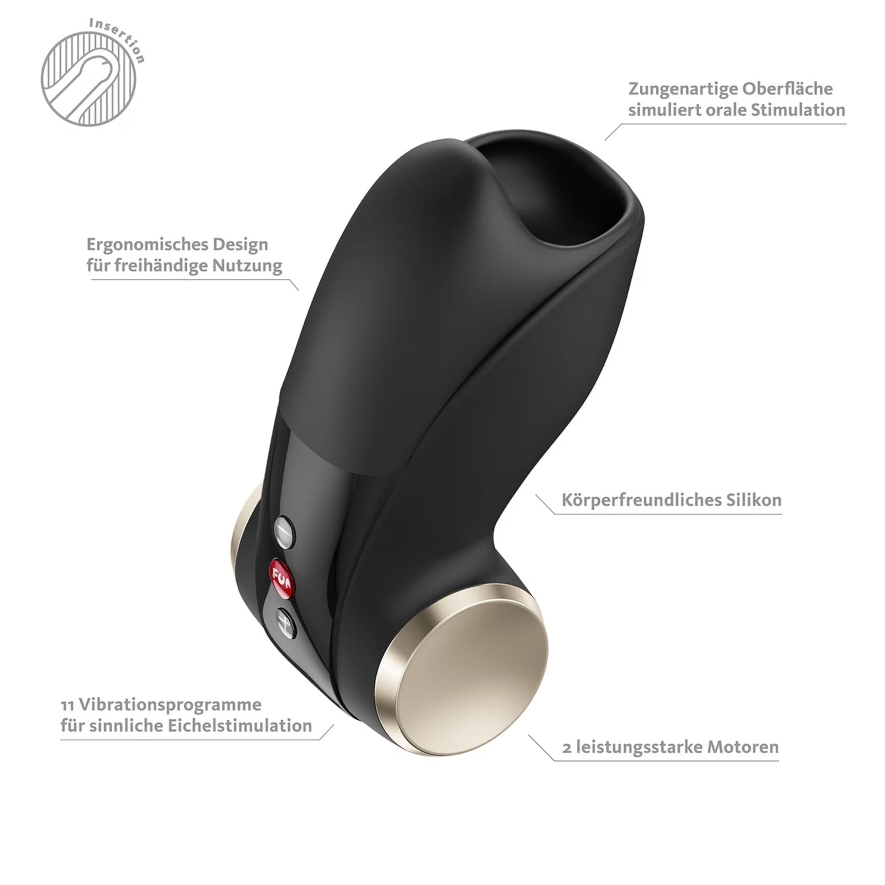 Мастурбатор для головки пениса Fun Factory COBRA LIBRE II Black, 2 мотора, игра без рук - превью 2