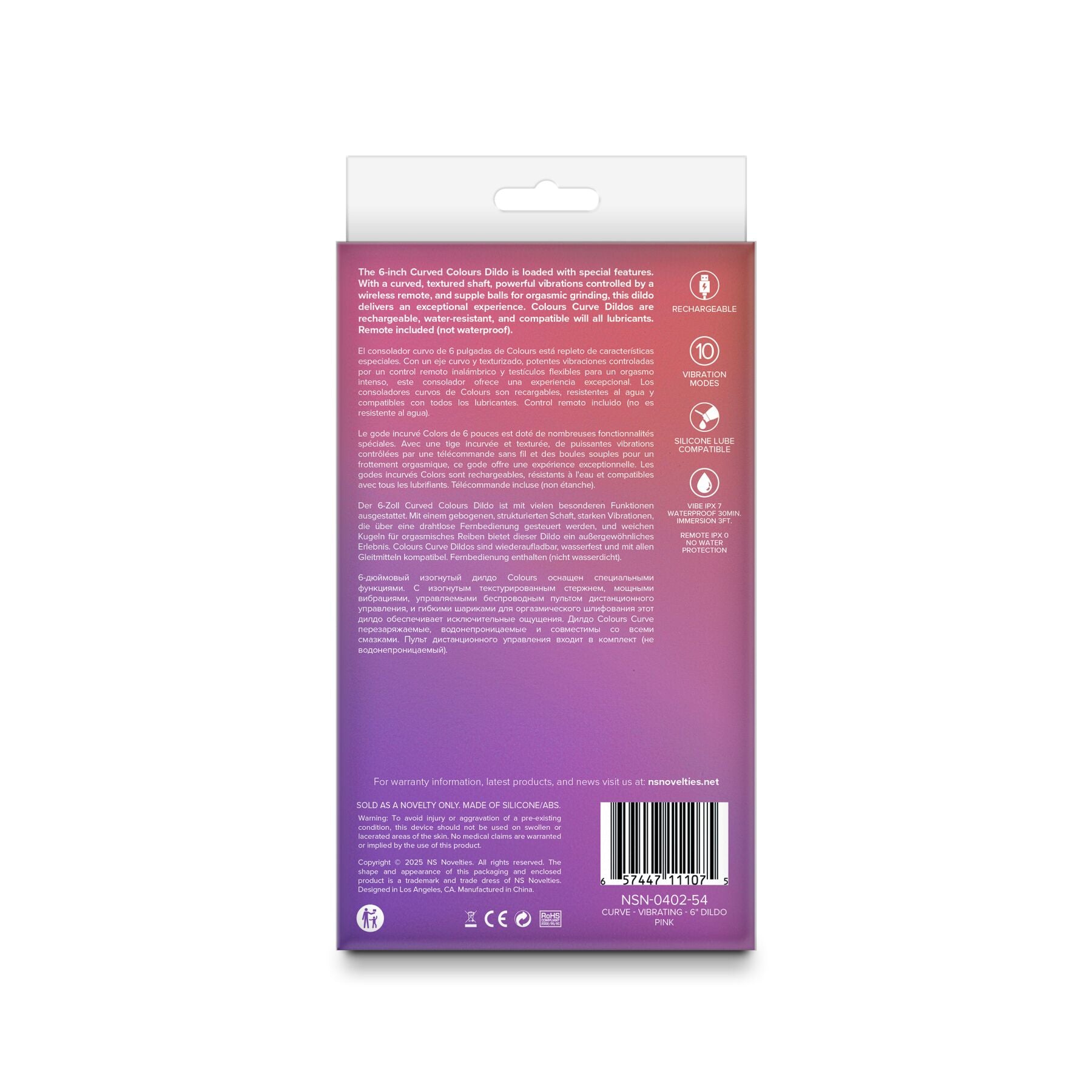 Дилдо с вибрацией NS Novelties Colours - Curve - Vibrating Dildo  - превью 4