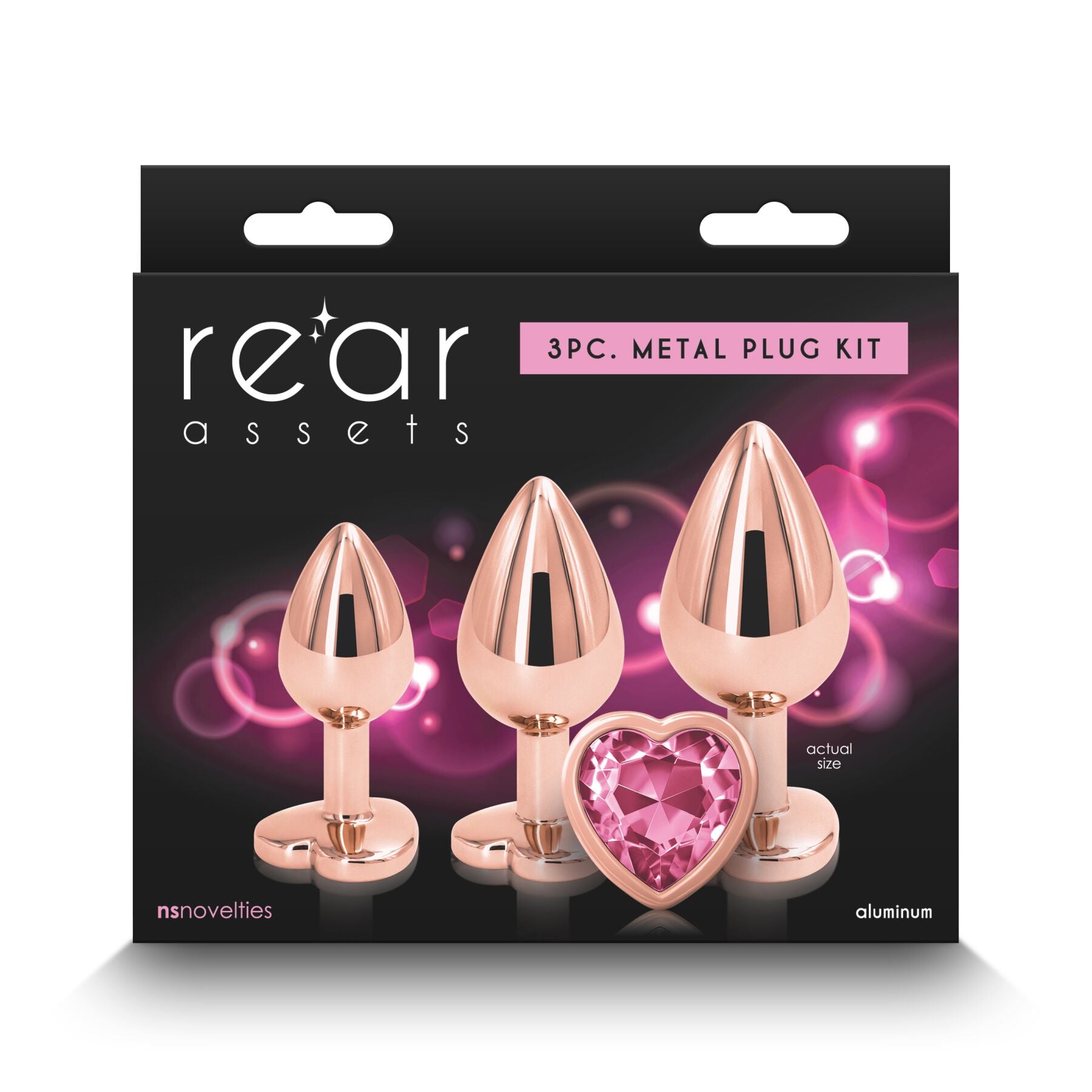 Набор анальных пробок NS Novelties Rear Assets - Trainer Kit - Rose Gold Heart - превью 3