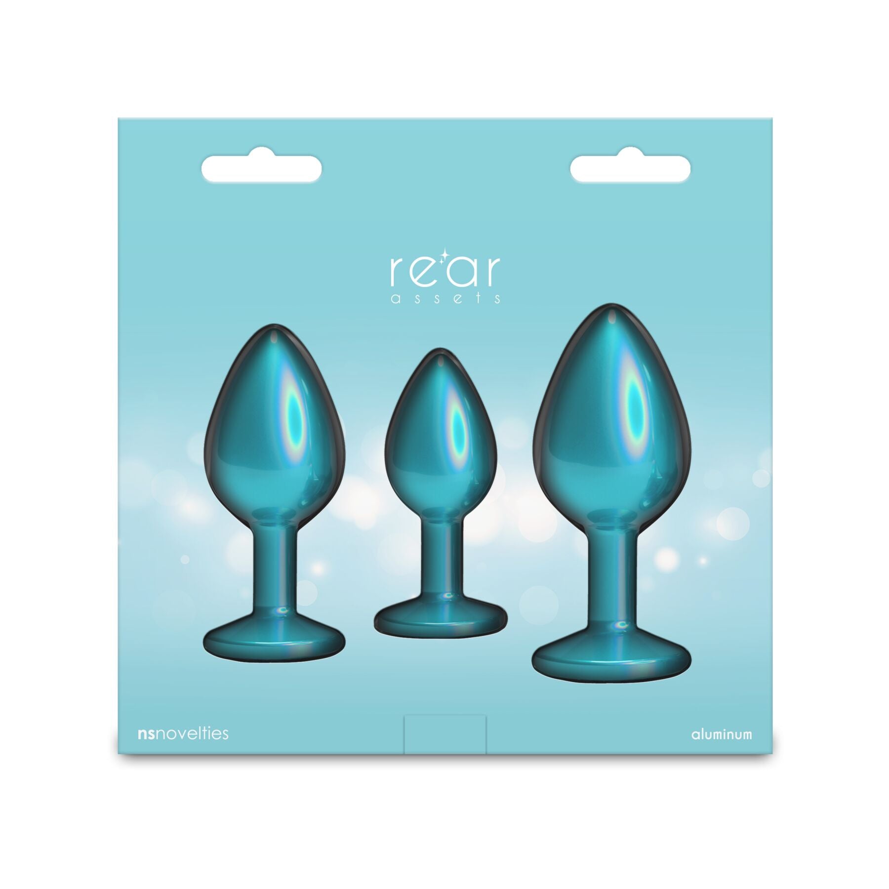 Набор анальных пробок NS Novelties Rear Assets - Trainer Kit - Iridescent Teal - превью 4