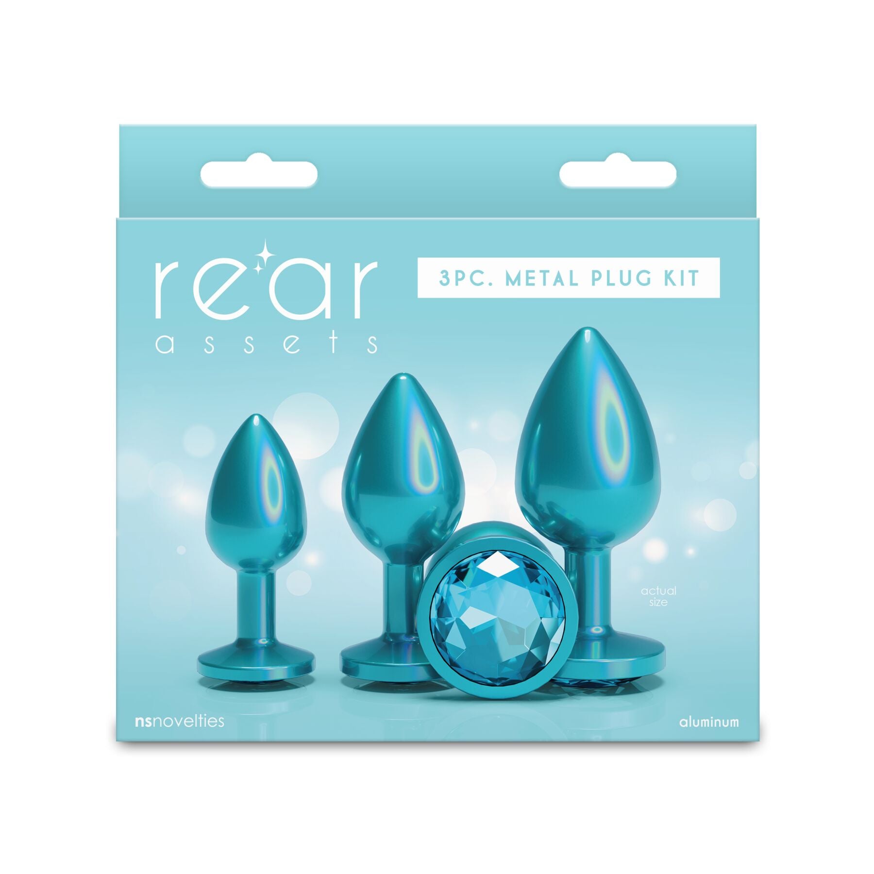 Набор анальных пробок NS Novelties Rear Assets - Trainer Kit - Iridescent Teal - превью 3