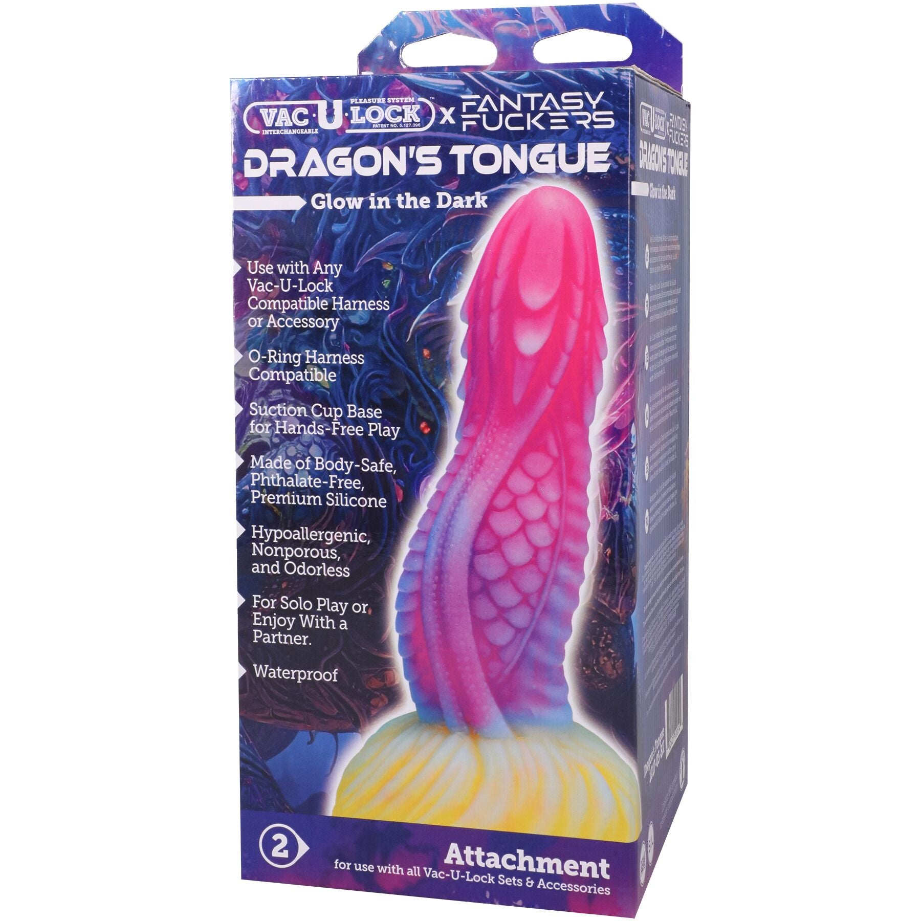 Фэнтезийный фаллоимитатор Doc Johnson Vac-U-Lock x Fantasy Fuckers Dragon's Tongue - превью 6