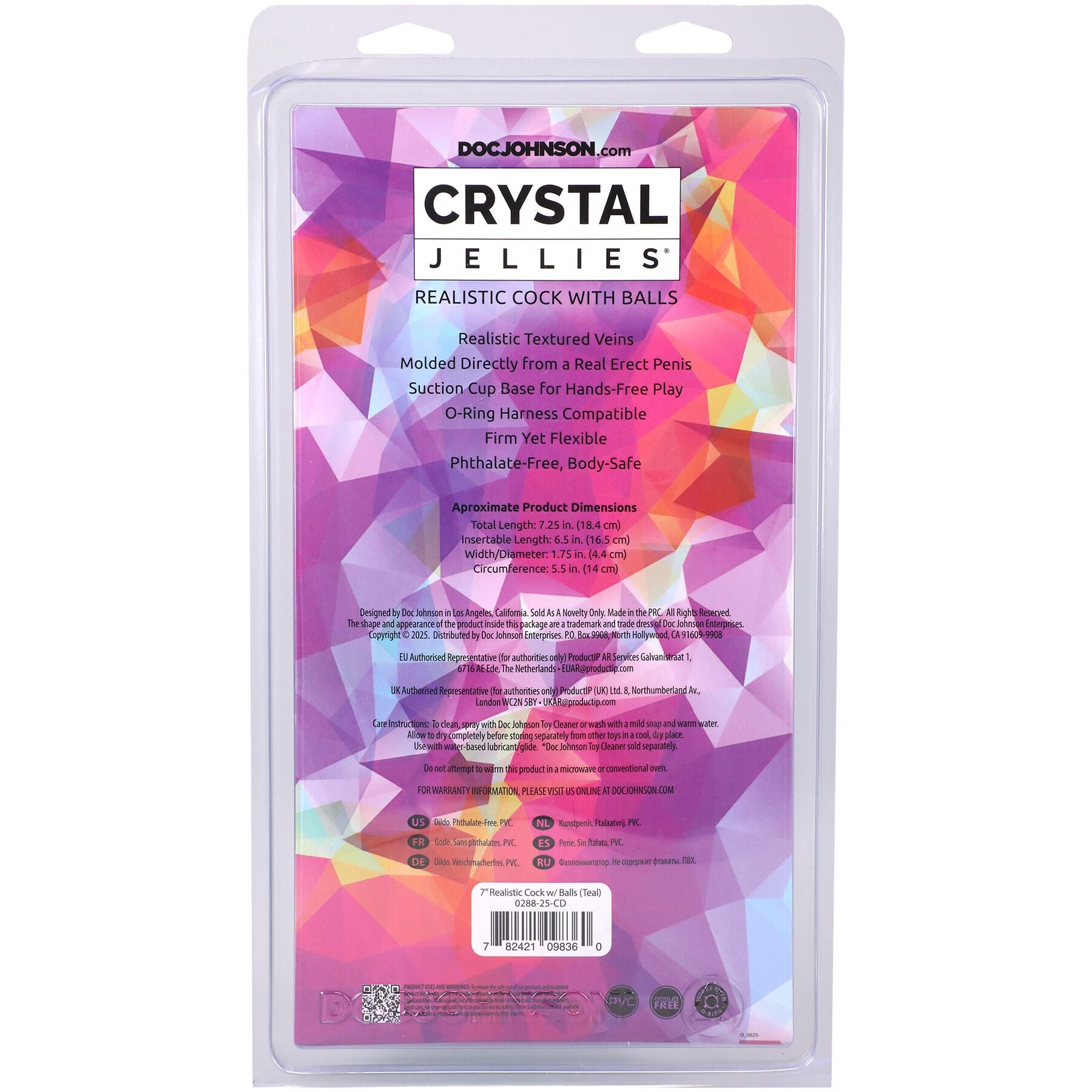 Фаллоимитатор Doc Johnson Crystal Jellies - Realistic Cock with Balls  - превью 5