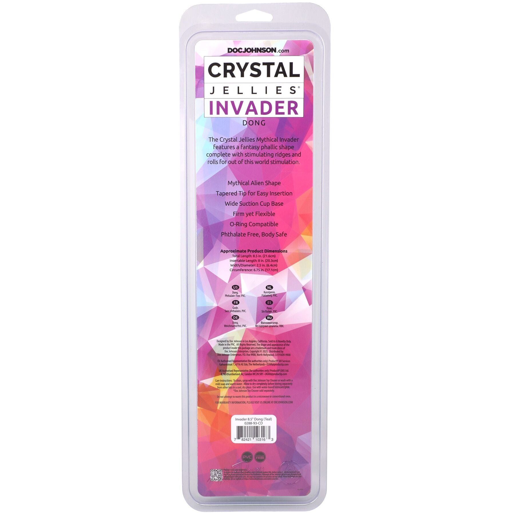 Фэнтезийный фаллоимитатор Doc Johnson Crystal Jellies - Invader Dong  - превью 12