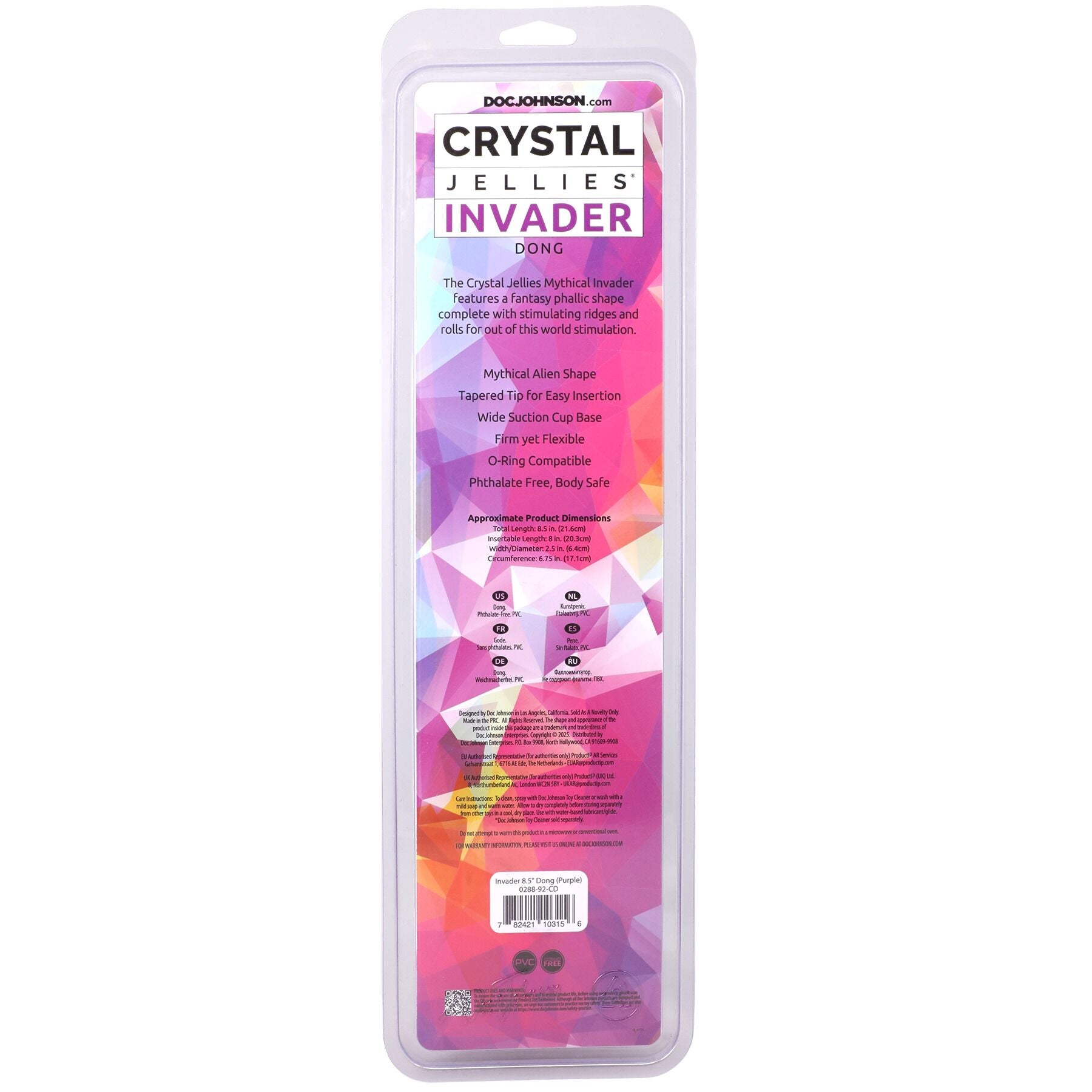 Фэнтезийный фаллоимитатор Doc Johnson Crystal Jellies - Invader Dong  - превью 18