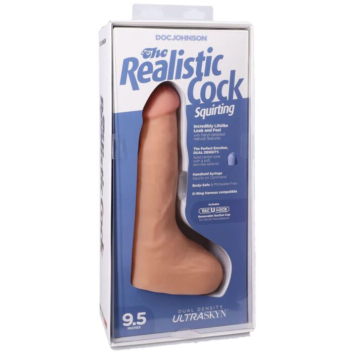 Кончающий фаллоимитатор Doc Johnson The Realistic Cock - Squirting ULTRASKYN  - превью 18