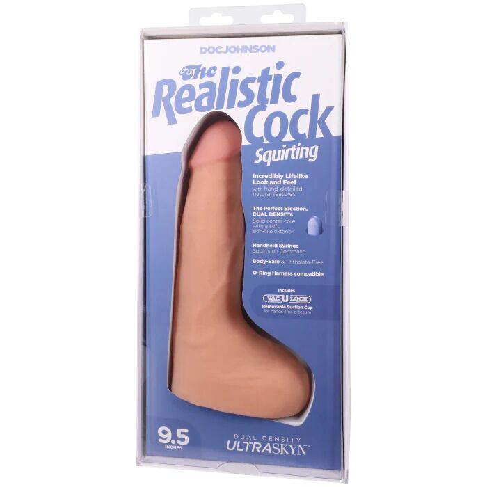 Кончающий фаллоимитатор Doc Johnson The Realistic Cock - Squirting ULTRASKYN  - превью 19