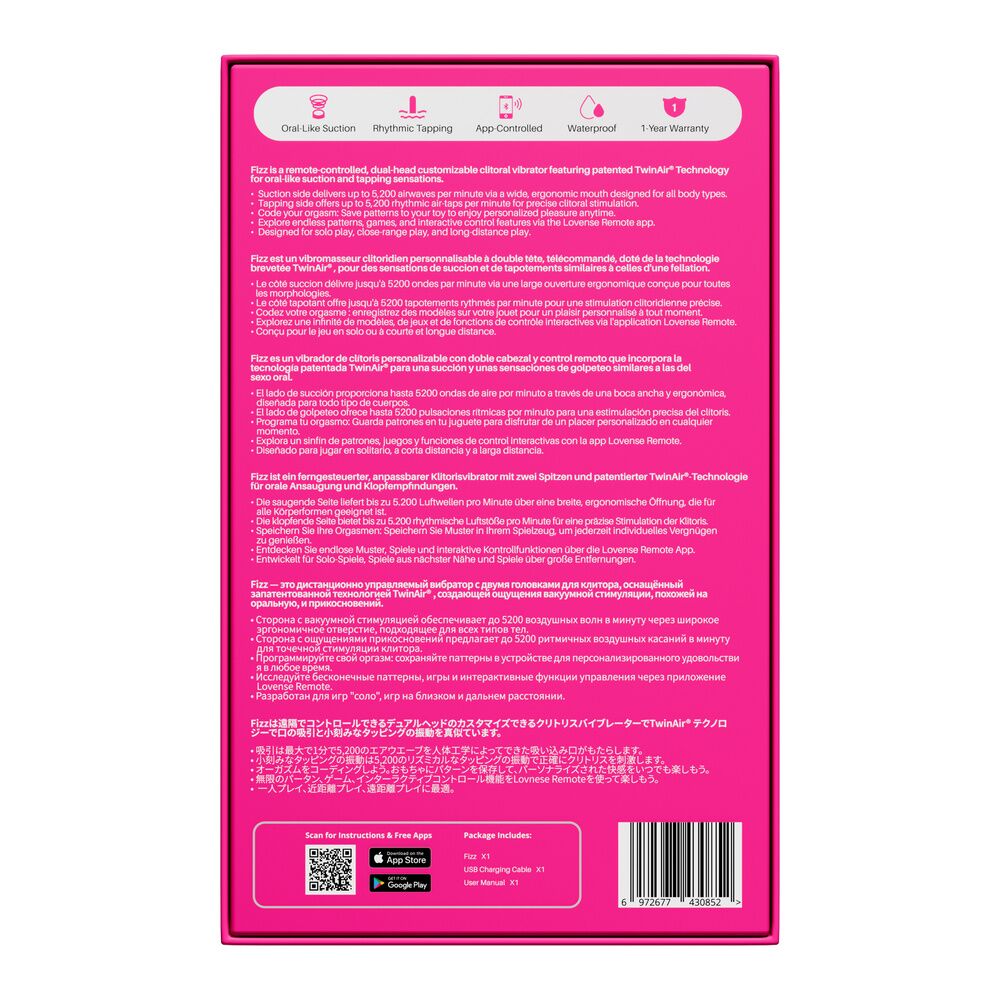 Клиторальный смарт-стимулятор 2-в-1 Lovense Fizz - превью 10