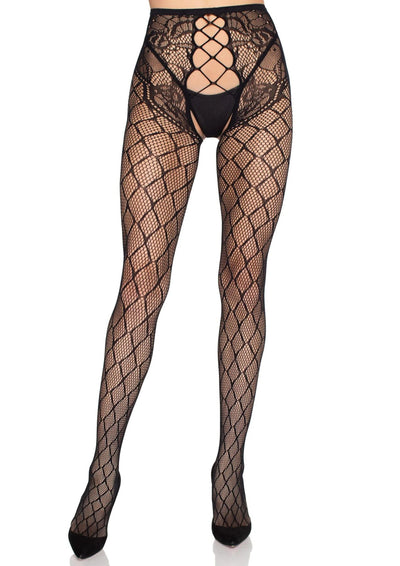 Колготки Leg Avenue Net Tights with Crotchless Panty  - фото 1